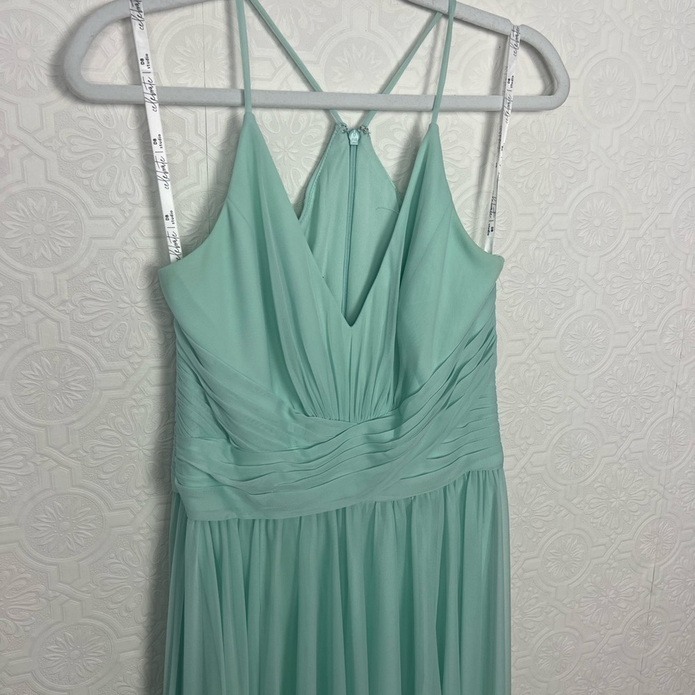 David’s Bridal Maxi Dress Racerback Chiffon Formal Dance bridesmaid Mint F20052 - Picture 8 of 11
